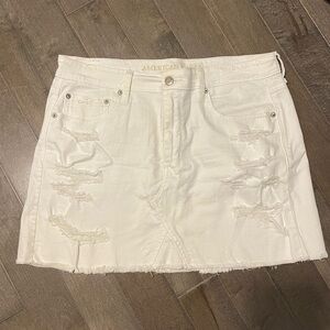 AE White denim distressed skirt